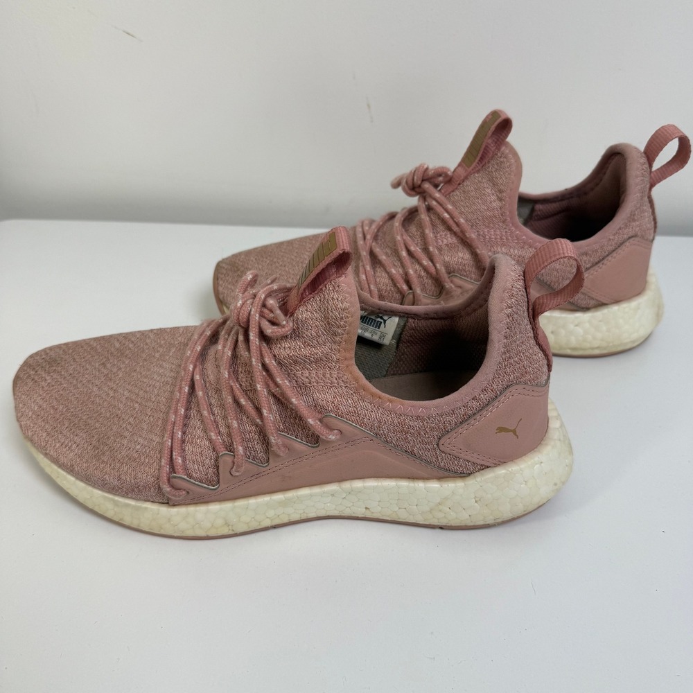Puma NRGY Star Running Shoes Womens 9 Rose Pink Gold Knit Athletic Sneakers